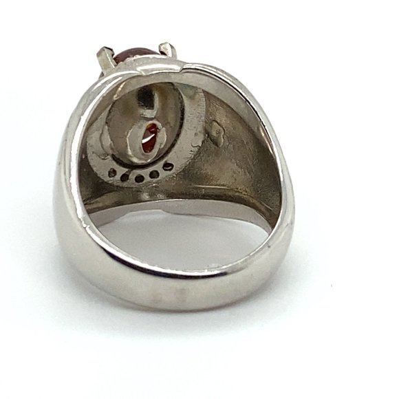 Orange Opal 4.02ct Platinum Finish Silver Ring 14g - Picture 5 of 7
